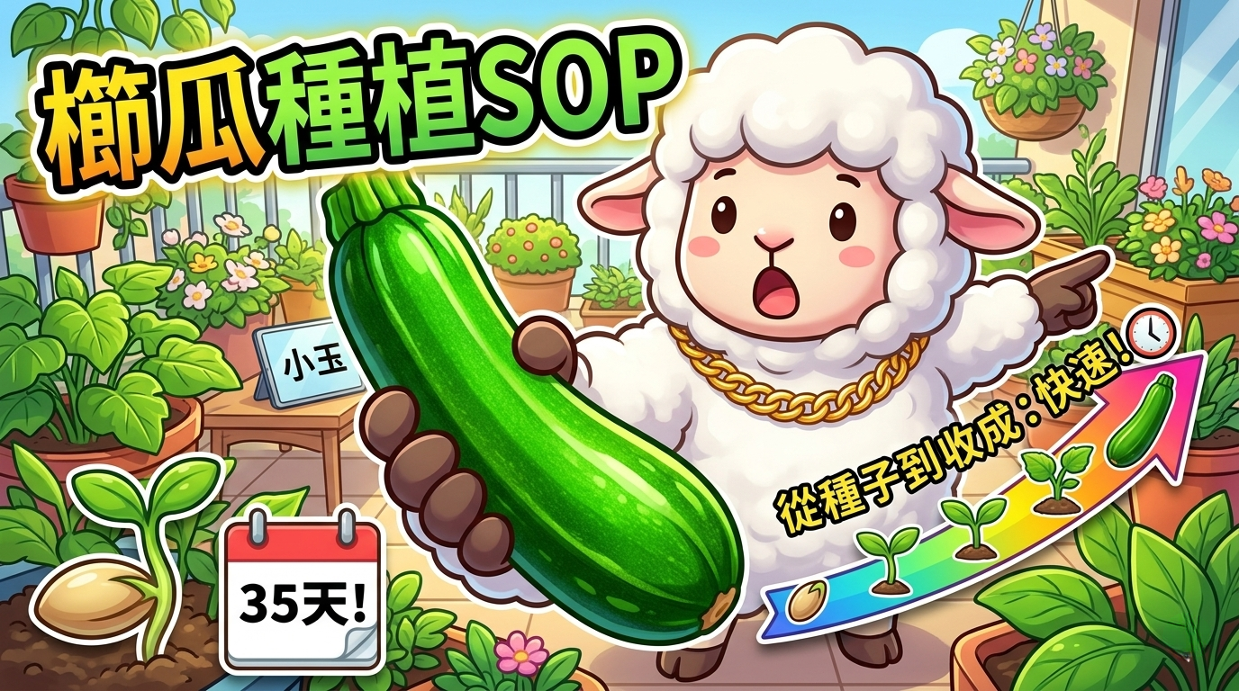 陽台種櫛瓜教學：浸種催芽+立支架+清晨人工授粉的完整步驟圖解