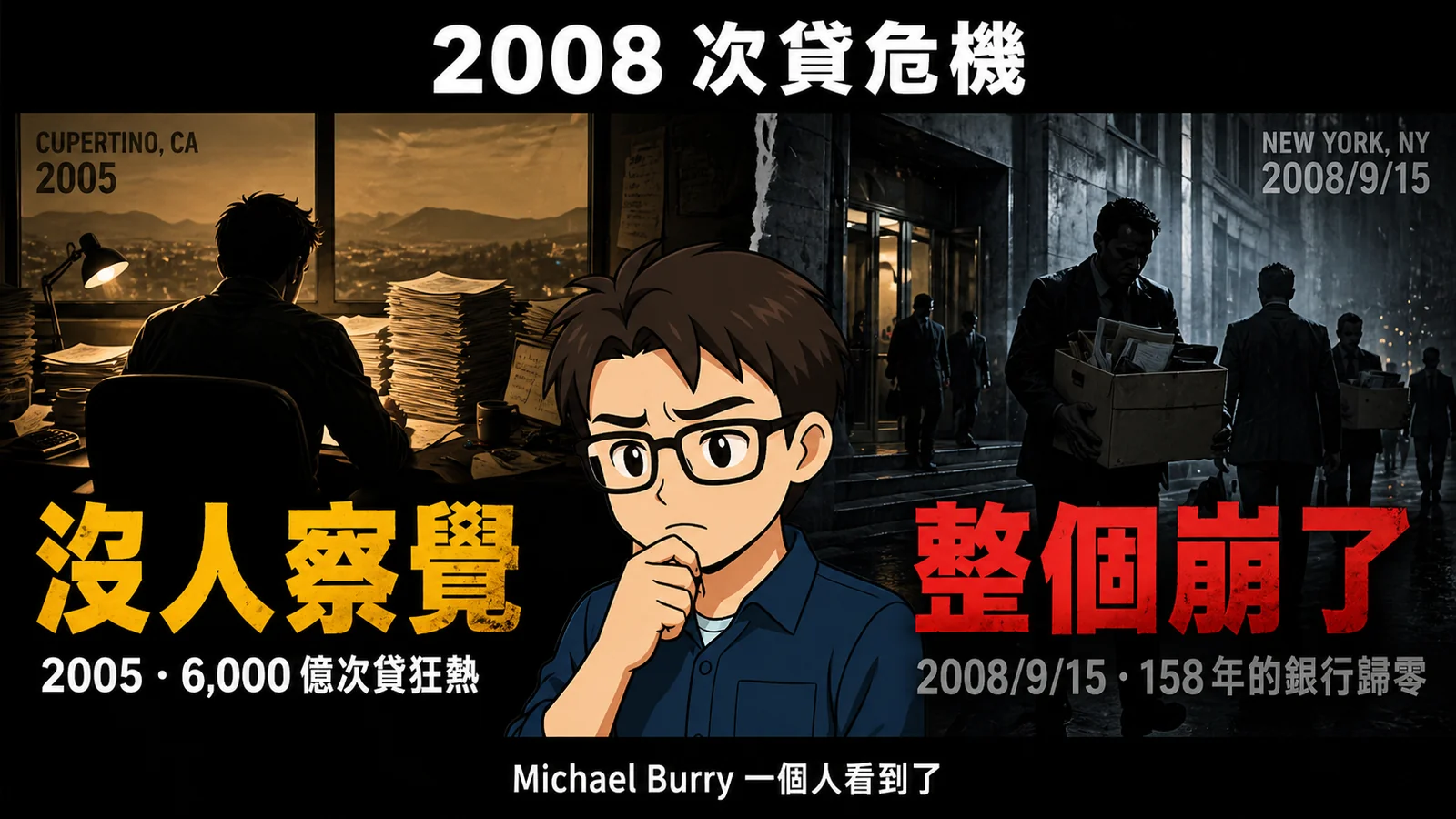 Michael Burry與2008次貸危機:從2005年看穿次貸到9月15日Lehman倒閉的完整時間線圖解